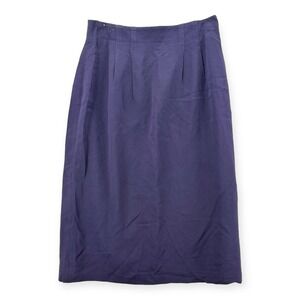 Michelle Stuart Skirt Womens Size 10 Navy Short Knee Slit Pencil Classic Basic